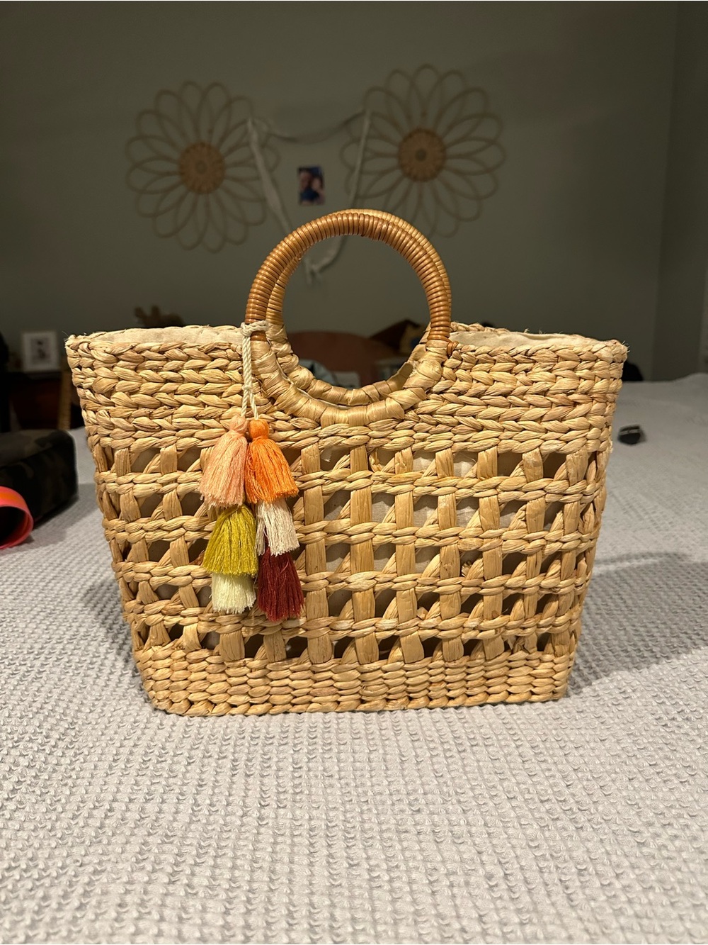 Hyacinth Straw Tote